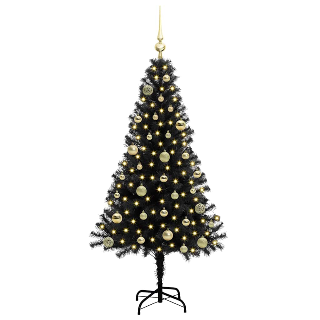 Ziemassvētku eglīte FROST AK, ar 150 LED statīvu Melna 150 cm.