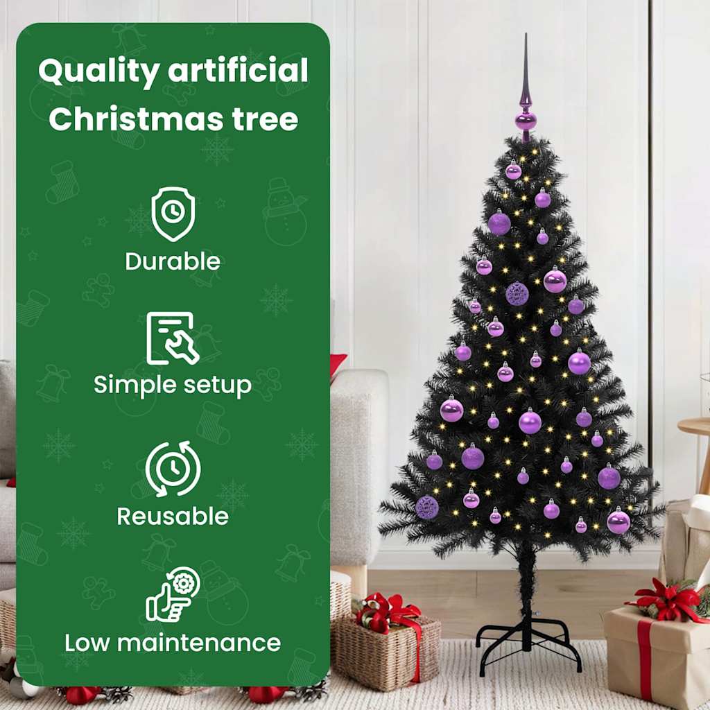 Kalėdų eglutė FROST AK, su 150 LED stovu Juoda 150 cm.
