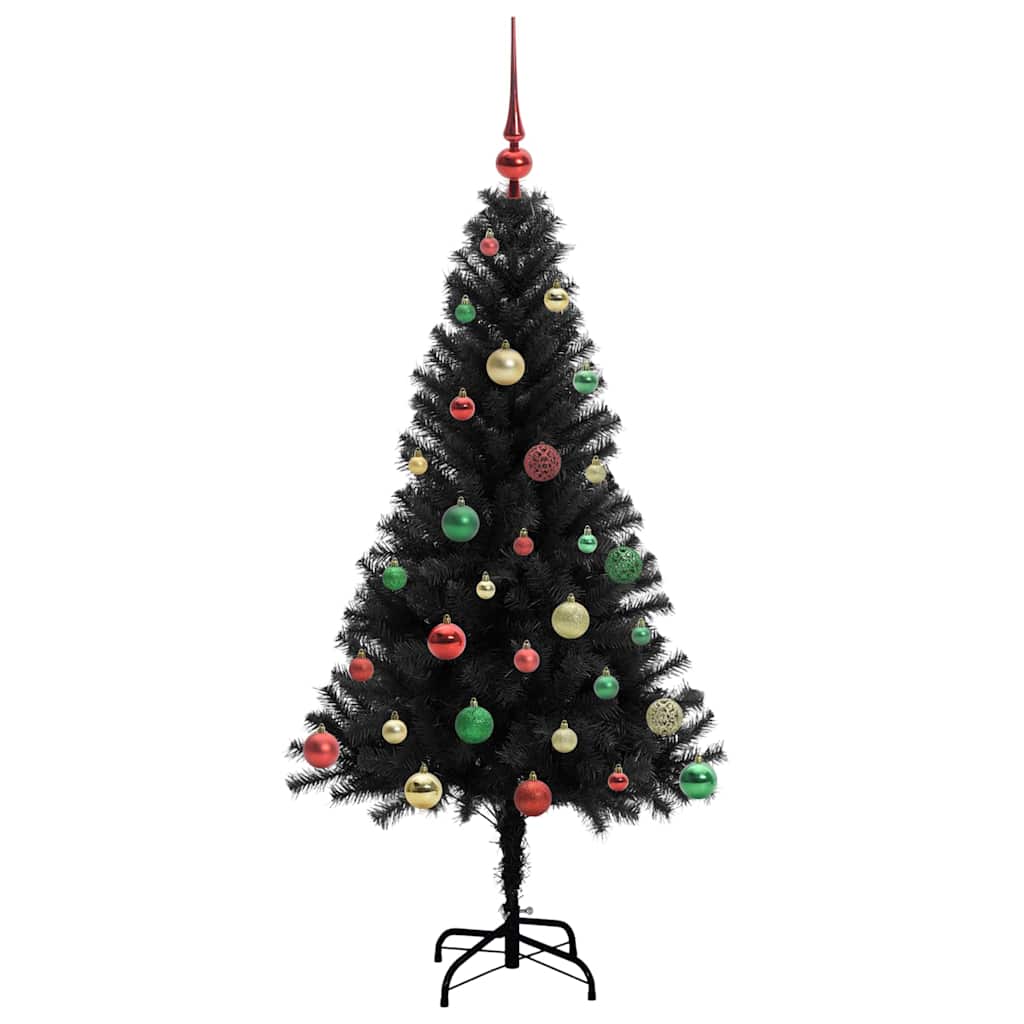 Ziemassvētku eglīte ar 150 LED spuldzēm un statīvu Melna 150 cm PVC