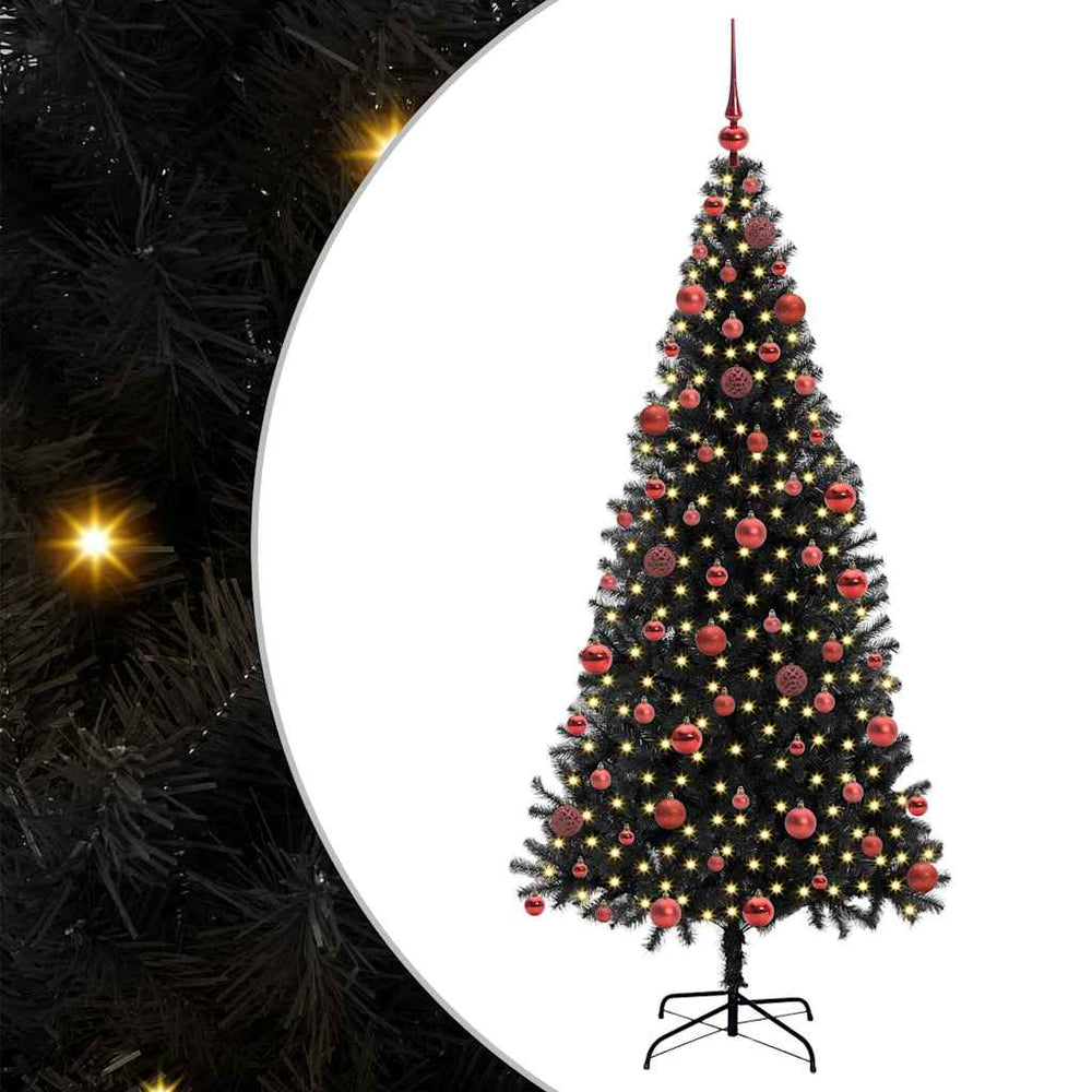 Kalėdų eglutė CRYSTAL BLOOM, su 300 LED stovu Juoda 180 cm.