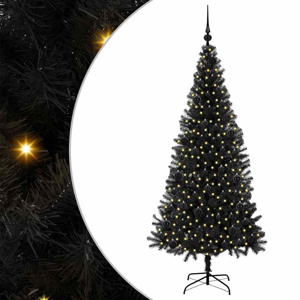 Kalėdų eglutė CRYSTAL BLOOM, su 300 LED stovu Juoda 180 cm.
