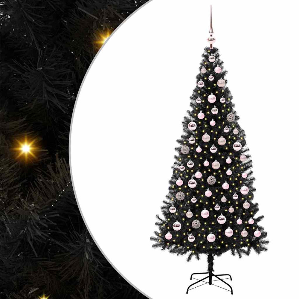 Kalėdų eglutė CRYSTAL BLOOM, su 300 LED stovu Juoda 180 cm.