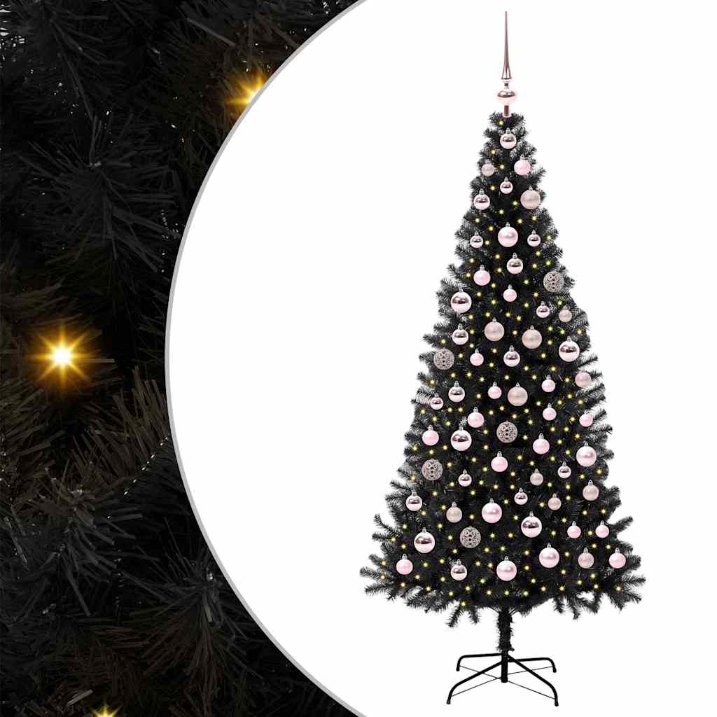 Kalėdų eglutė CRYSTAL BLOOM, su 300 LED stovu Juoda 180 cm.