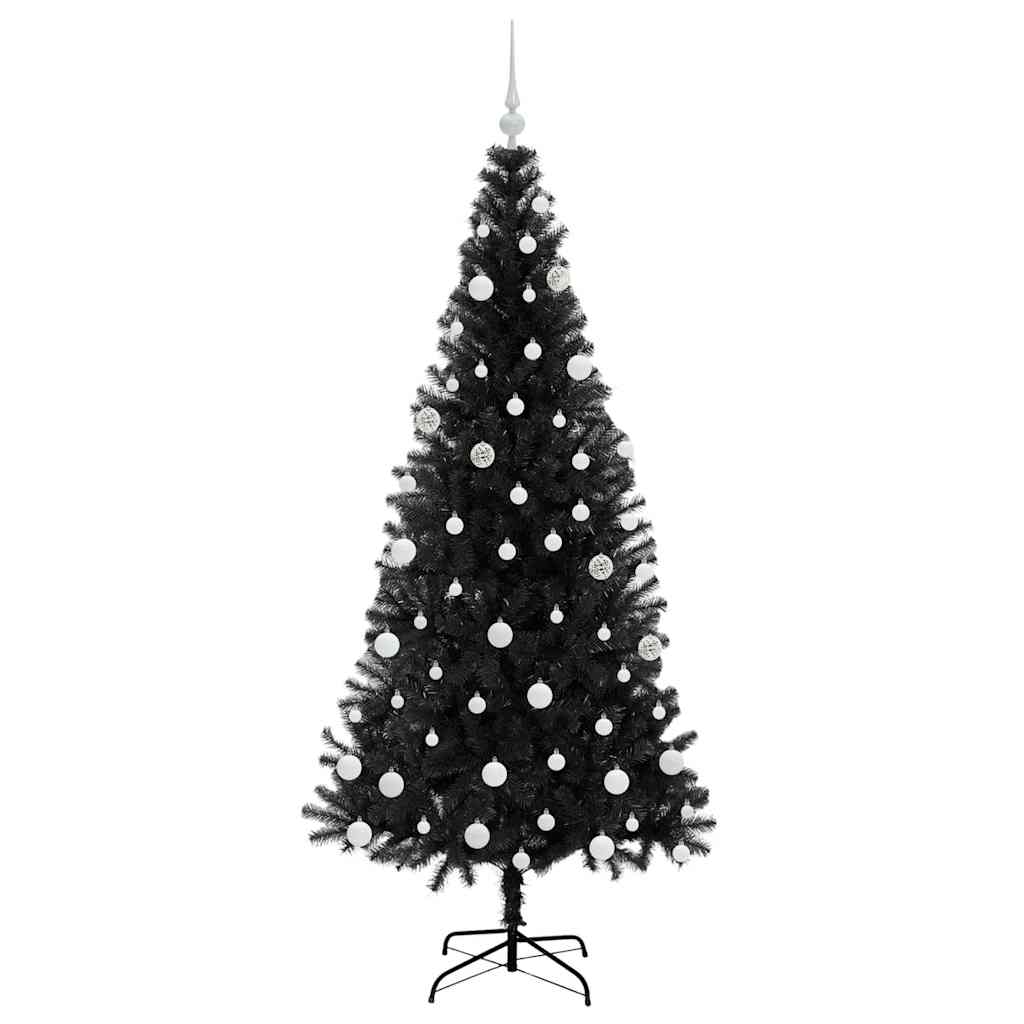 Kalėdų eglutė su 300 LED s stovu Juoda 180 cm PVC