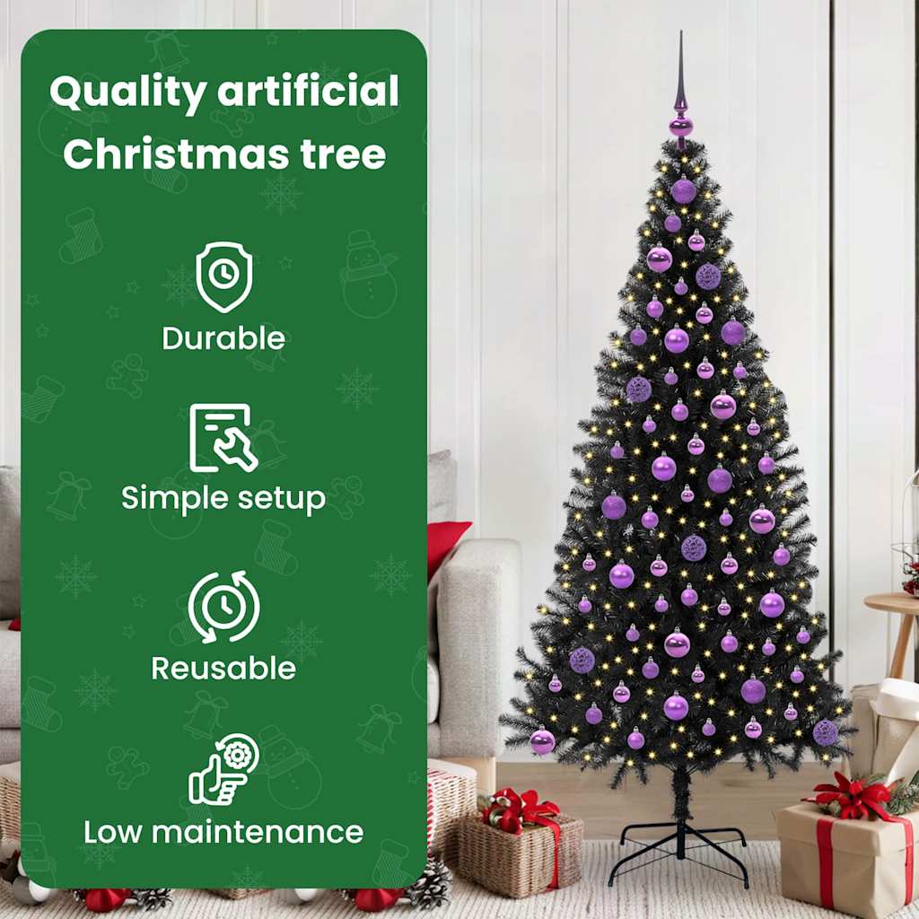 Kalėdų eglutė CRYSTAL BLOOM, su 300 LED stovu Juoda 180 cm.