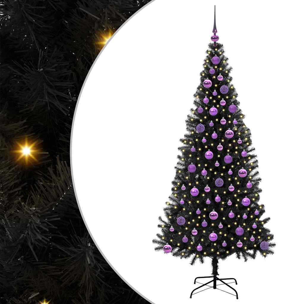 Kalėdų eglutė CRYSTAL BLOOM, su 300 LED stovu Juoda 180 cm.