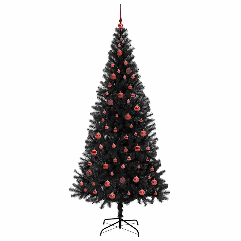 Kalėdų eglutė su 300 LED s stovu Juoda 210 cm PVC