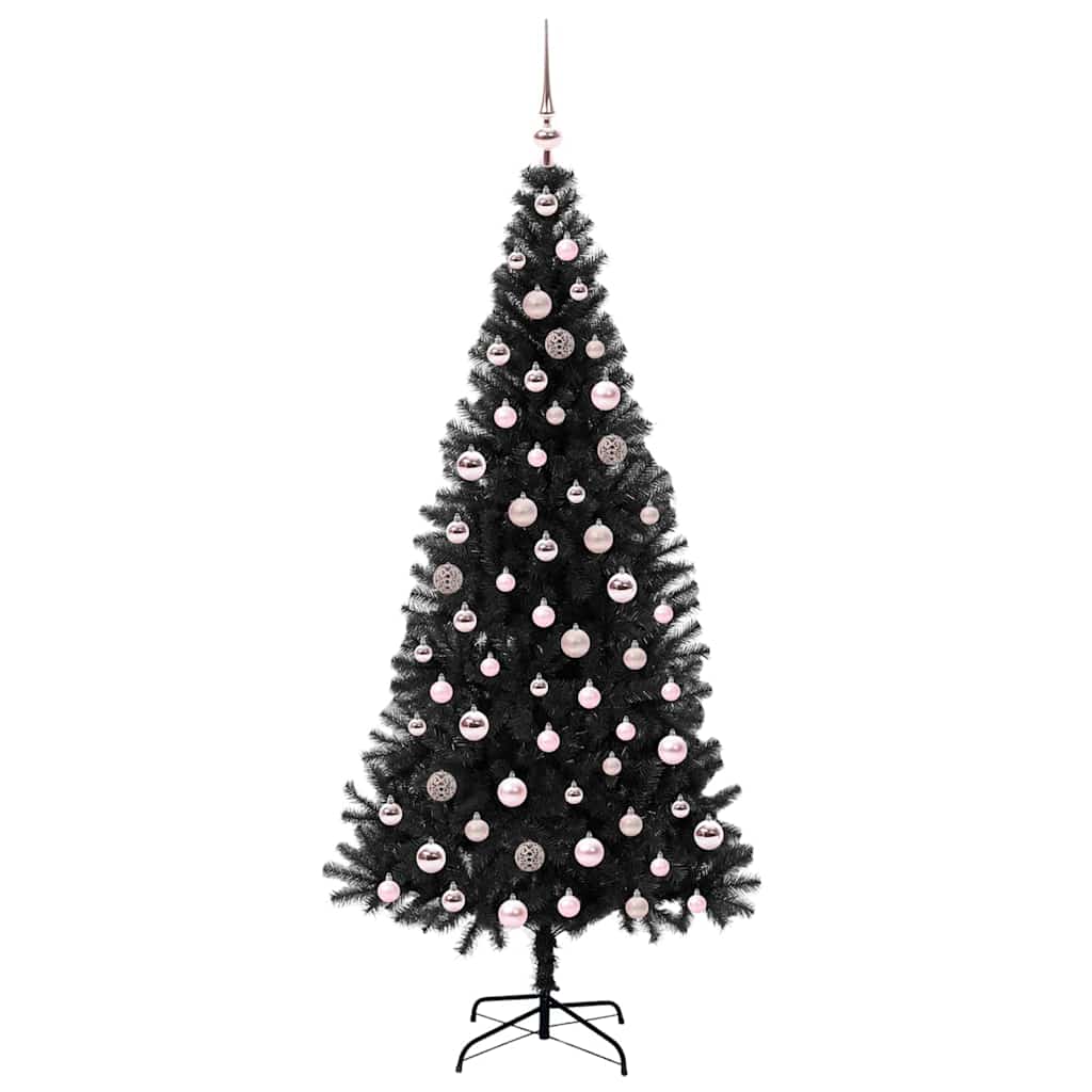 Ziemassvētku eglīte ar 300 LED, statīvs, melna, 210 cm, PVC