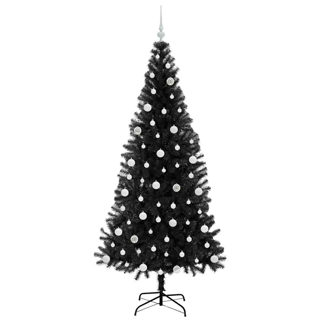 Kalėdų eglutė su 300 LED s stovu Juoda 210 cm PVC