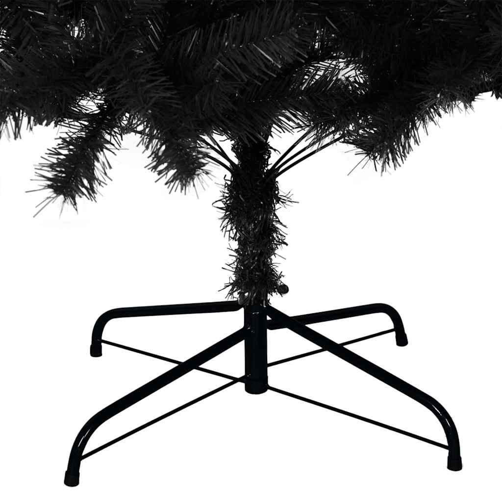 Kalėdų eglutė su 300 LED s stovu Juoda 210 cm PVC