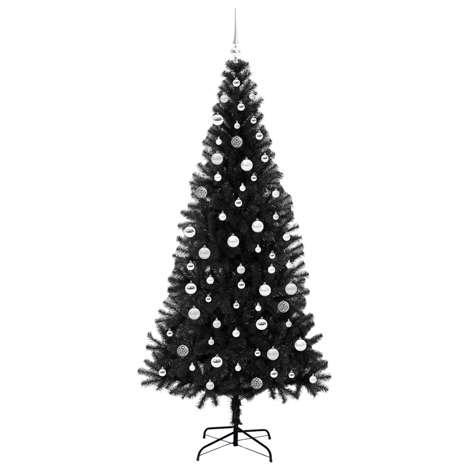 Kalėdų eglutė su 300 LED s stovu Juoda 210 cm PVC