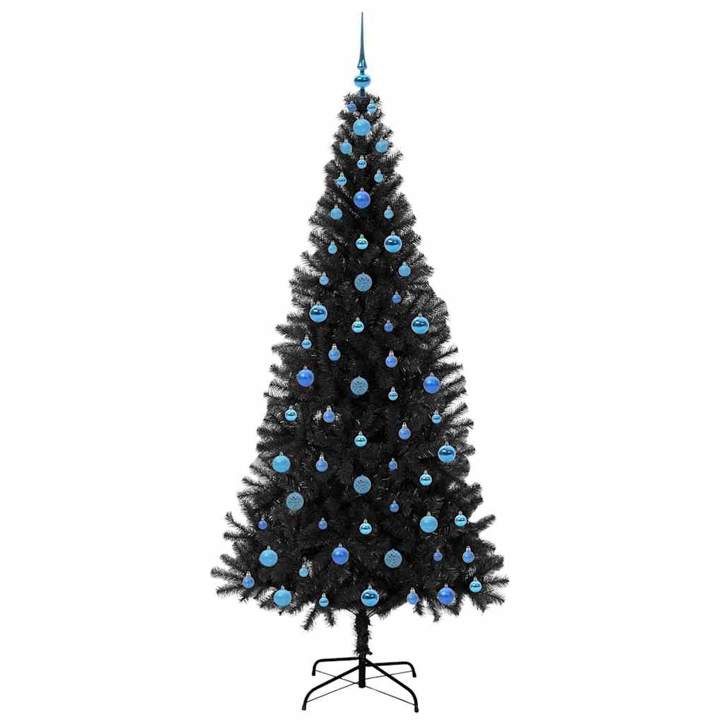Kalėdų eglutė su 300 LED s stovu Juoda 210 cm PVC