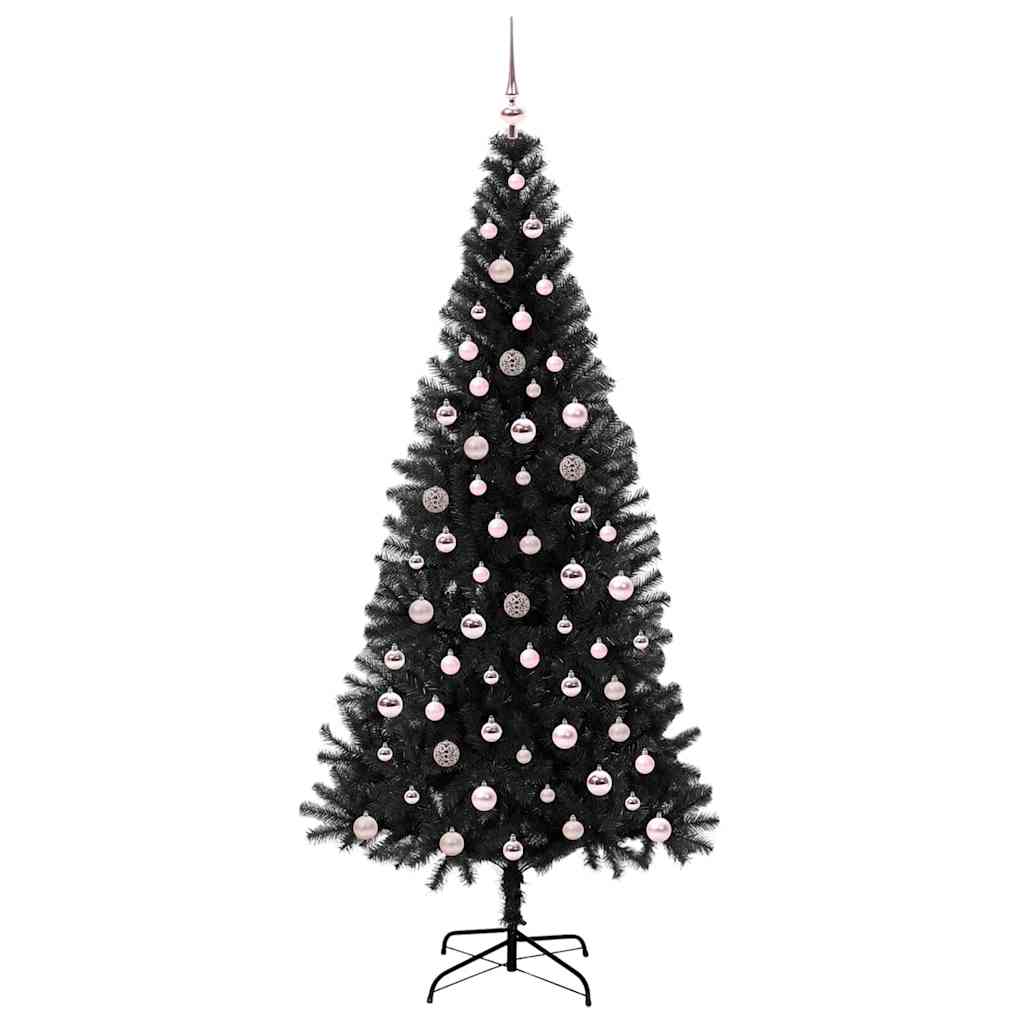 Christmas Tree with 300 LED Lights and Stand Black 240 cm PVC