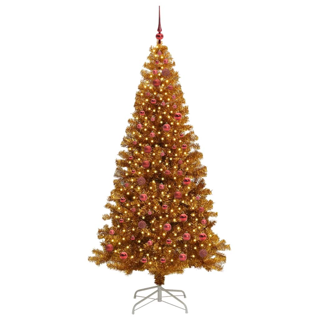 Kalėdų eglutė su LED lemputėmis Auksinė 210 cm PET ir plienas