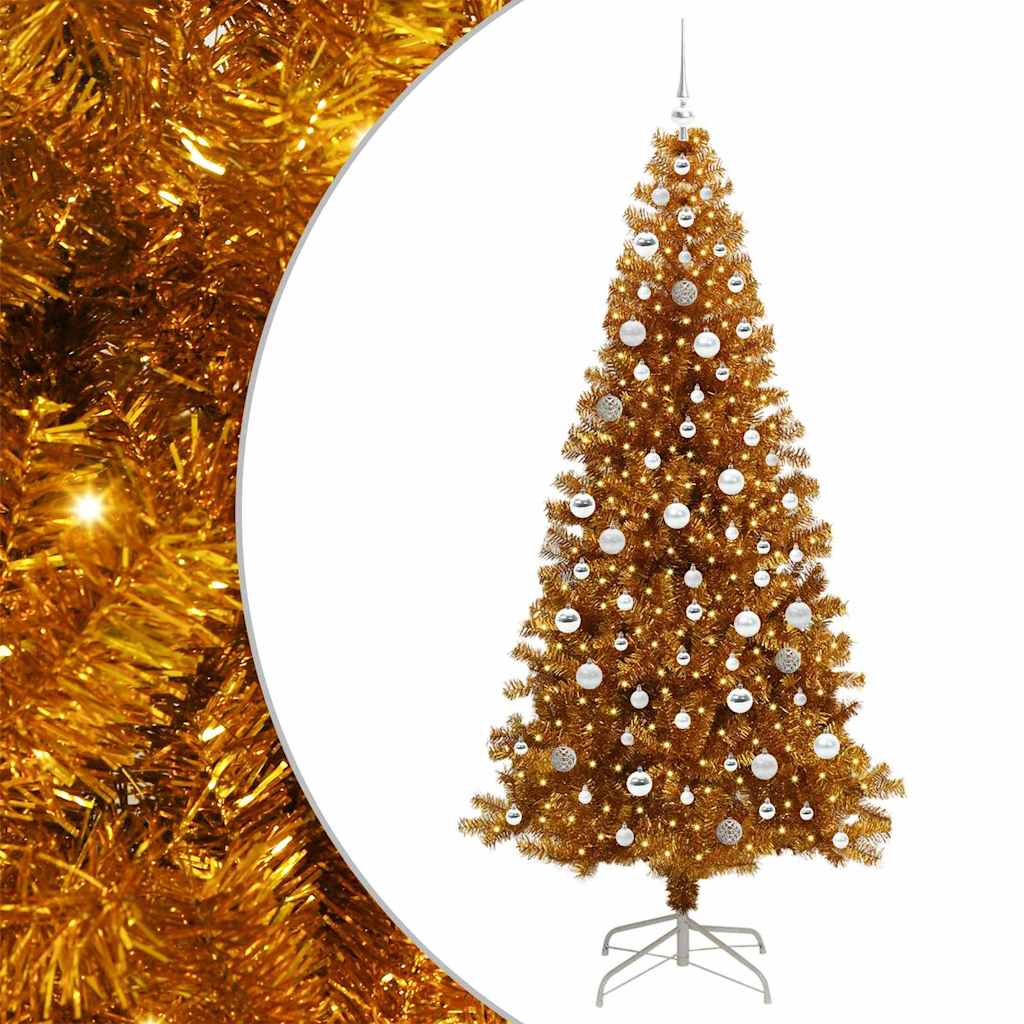 Kalėdų eglutė su LED lemputėmis Auksinė 210 cm PET ir plienas