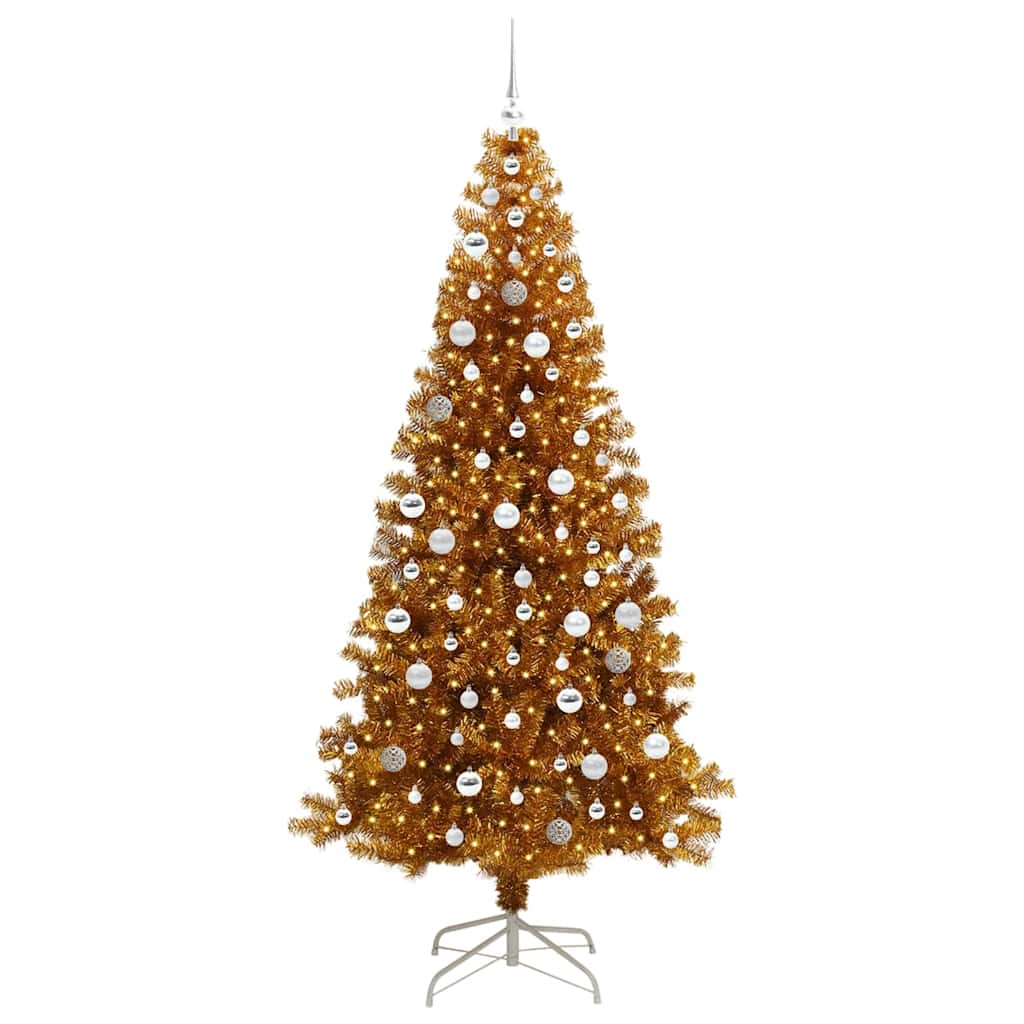 Kalėdų eglutė su LED lemputėmis Auksinė 210 cm PET ir plienas