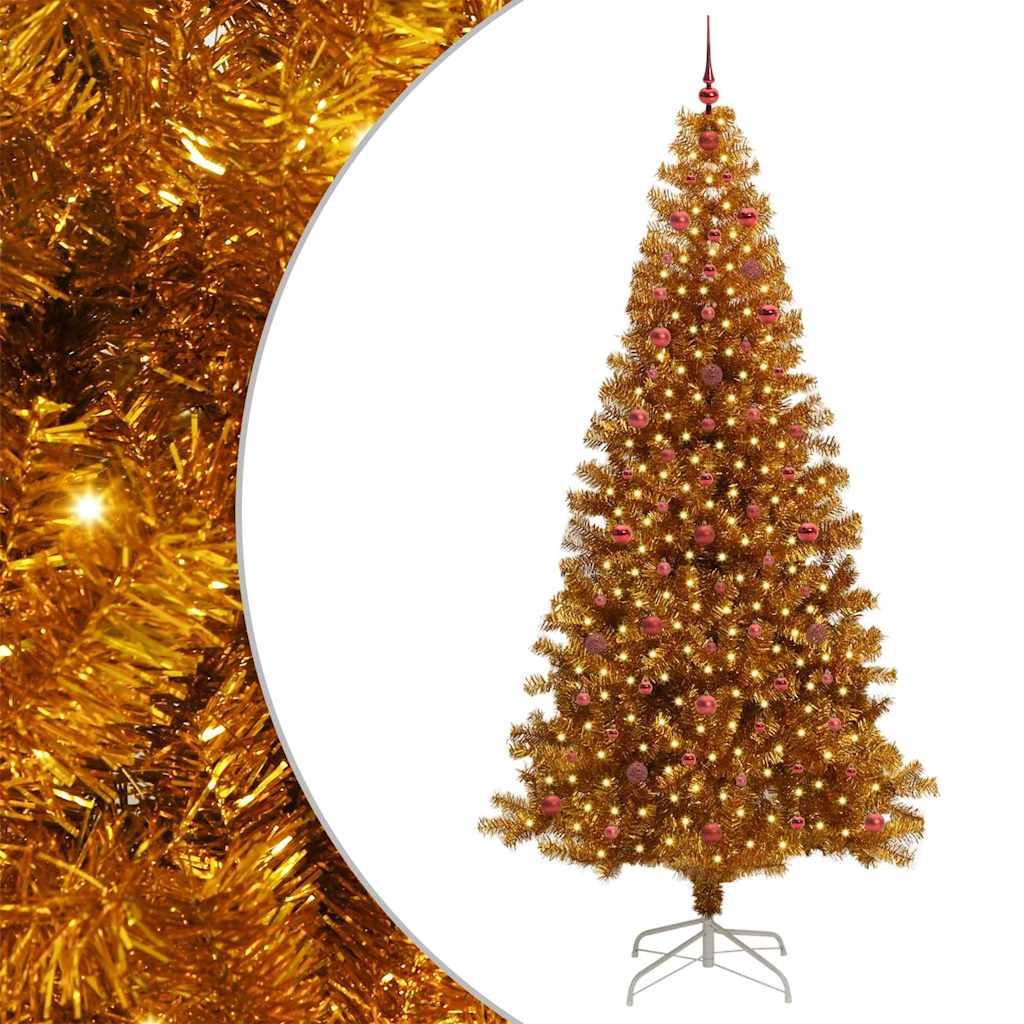 Kalėdų eglutė su LED lemputėmis Auksinė 240 cm PET ir plienas