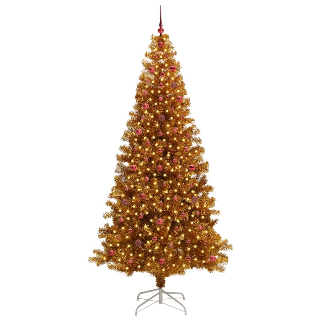 Kalėdų eglutė su LED lemputėmis Auksinė 240 cm PET ir plienas