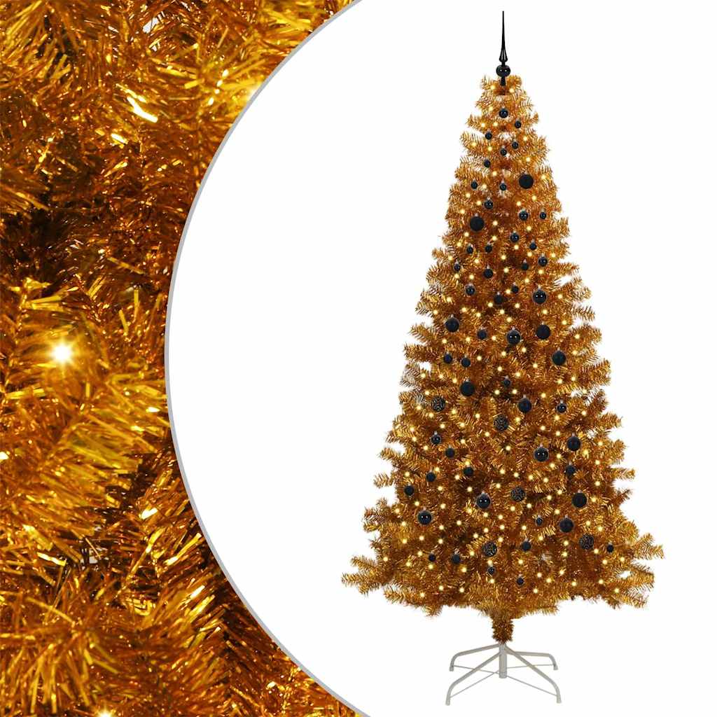 Kalėdų eglutė su LED lemputėmis Auksinė 240 cm PET ir plienas