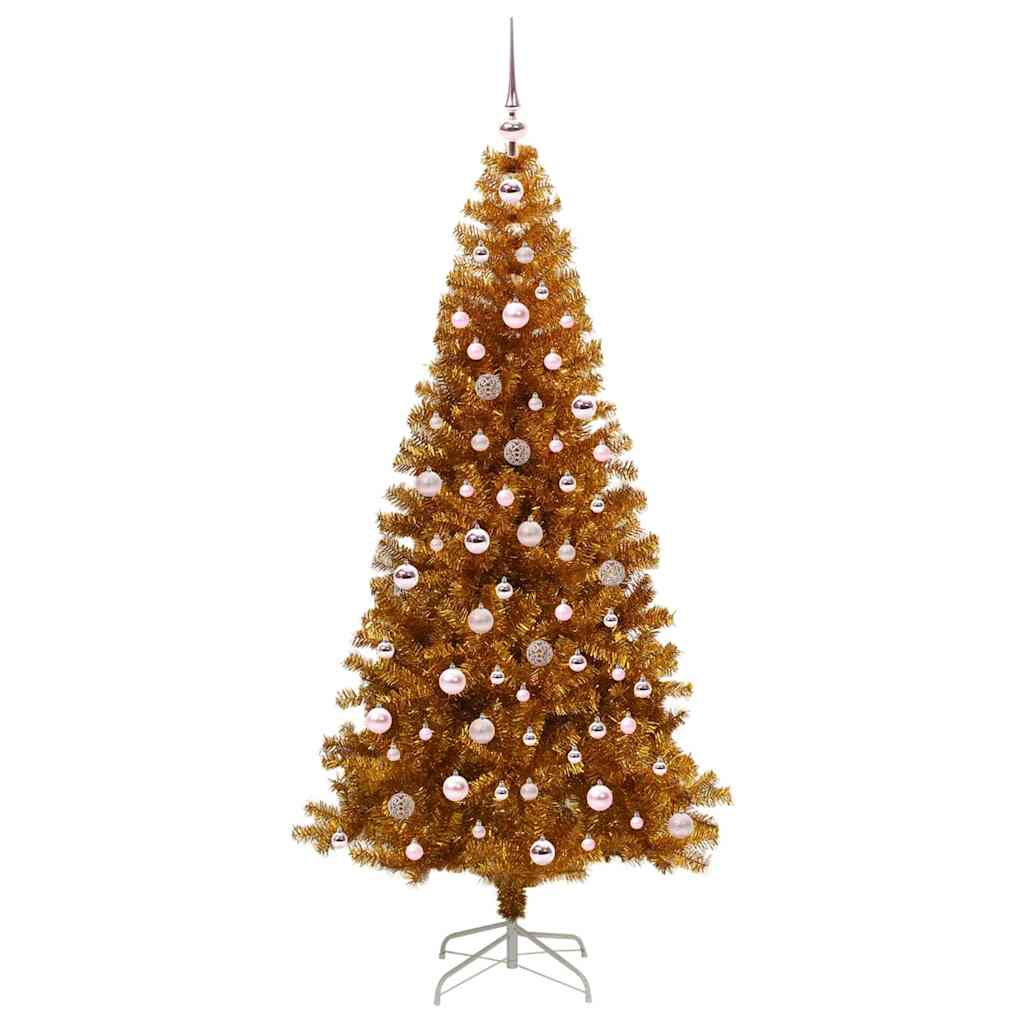 Kalėdų eglutė su LED lemputėmis Auksinė 240 cm PET ir plienas