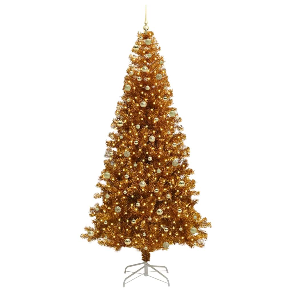 Kalėdų eglutė su LED lemputėmis Auksinė 240 cm PET ir plienas