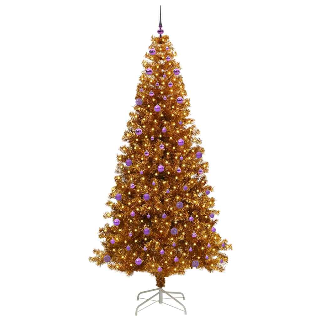 Kalėdų eglutė su LED lemputėmis Auksinė 240 cm PET ir plienas