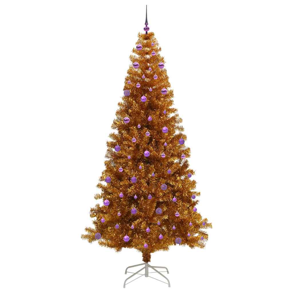 Kalėdų eglutė su LED lemputėmis Auksinė 240 cm PET ir plienas