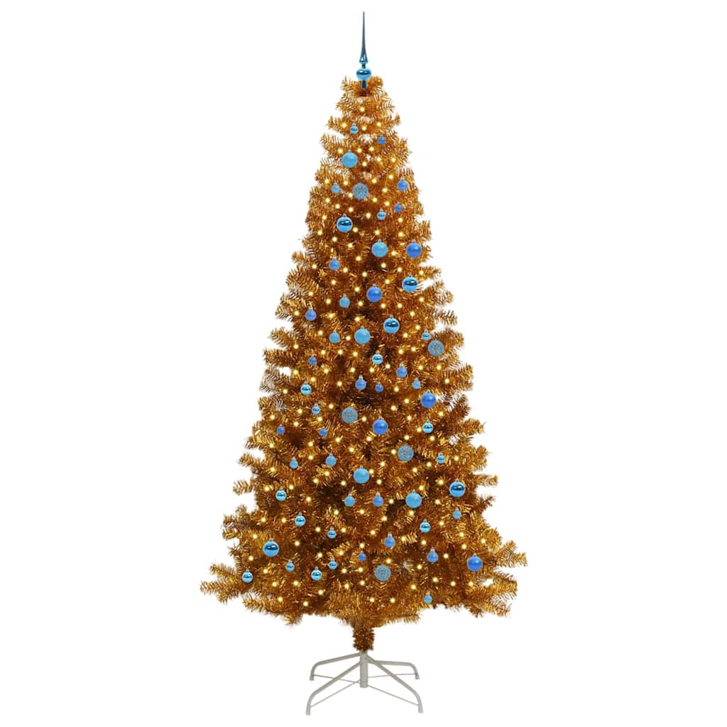 Kalėdų eglutė su LED lemputėmis Auksinė 240 cm PET ir plienas