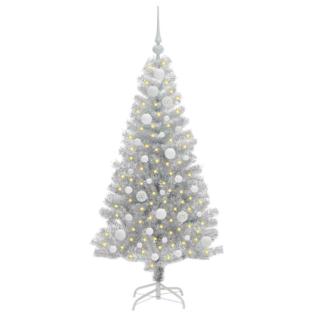 Kalėdų eglutė su 150 LED s stovu Sidabro 120 cm PET