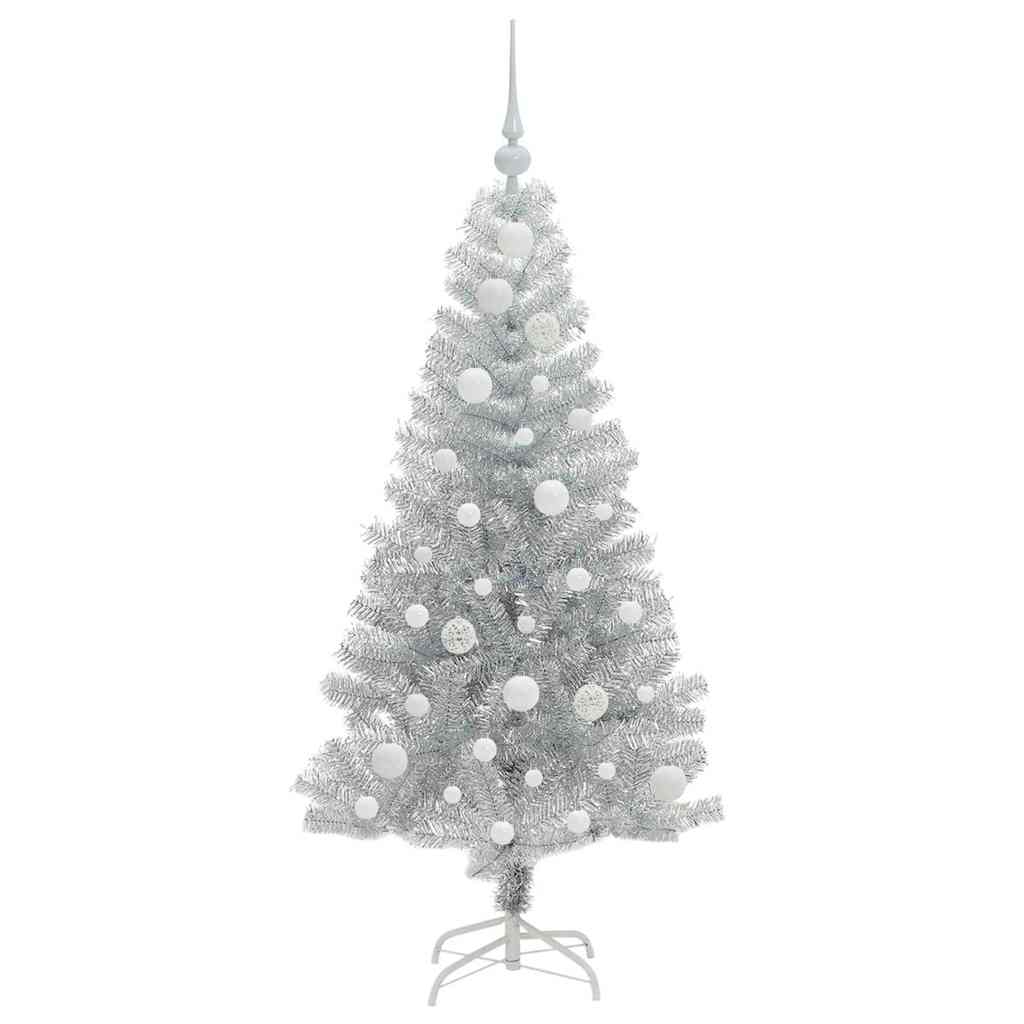 Kalėdų eglutė su 150 LED s stovu Sidabro 120 cm PET