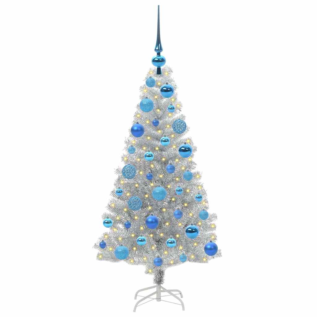 Kalėdų eglutė su 150 LED s stovu Sidabro 120 cm PET