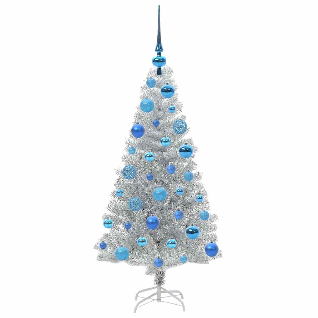 Kalėdų eglutė su 150 LED s stovu Sidabro 120 cm PET
