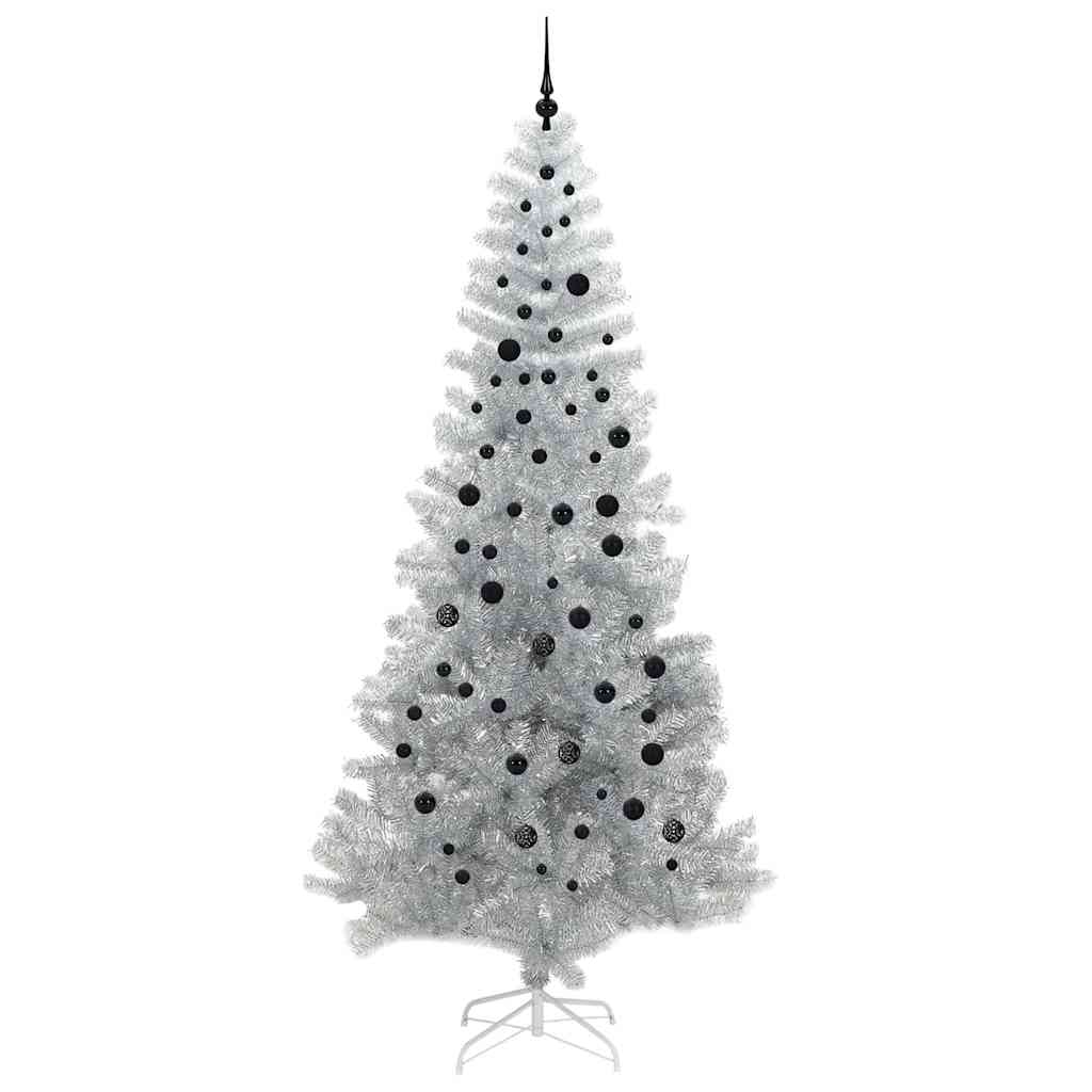 Ziemassvētku eglīte ar 300 gaismas diodēm, statīvu, sudraba, 240 cm, PET
