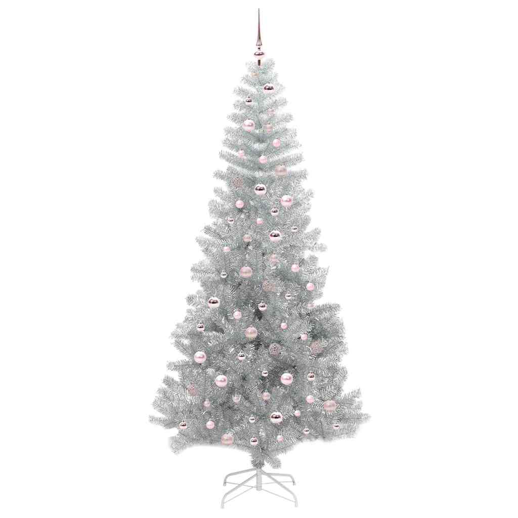 Ziemassvētku eglīte ar 300 gaismas diodēm, statīvu, sudraba, 240 cm, PET