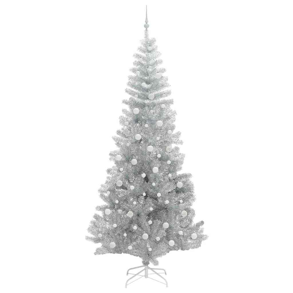Christmas tree with 300 LED lights and stand Silver 240 cm PET