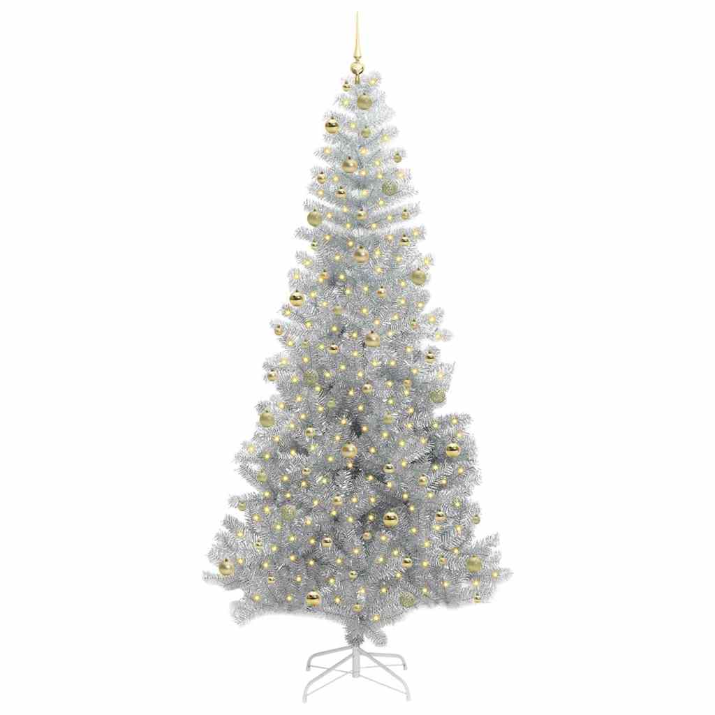 Kalėdų eglutė su LED lemputėmis Sidabrinė 240 cm PET ir plienas