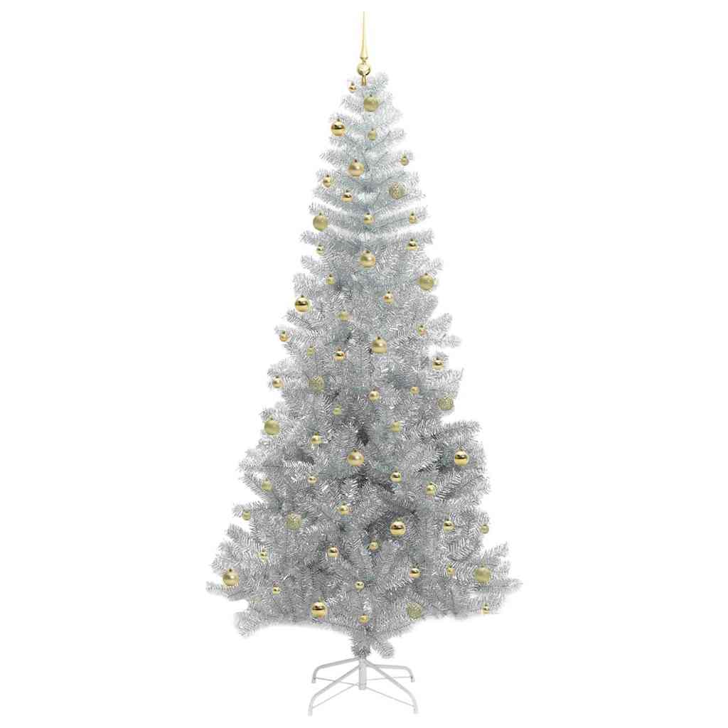 Kalėdų eglutė su LED lemputėmis Sidabrinė 240 cm PET ir plienas