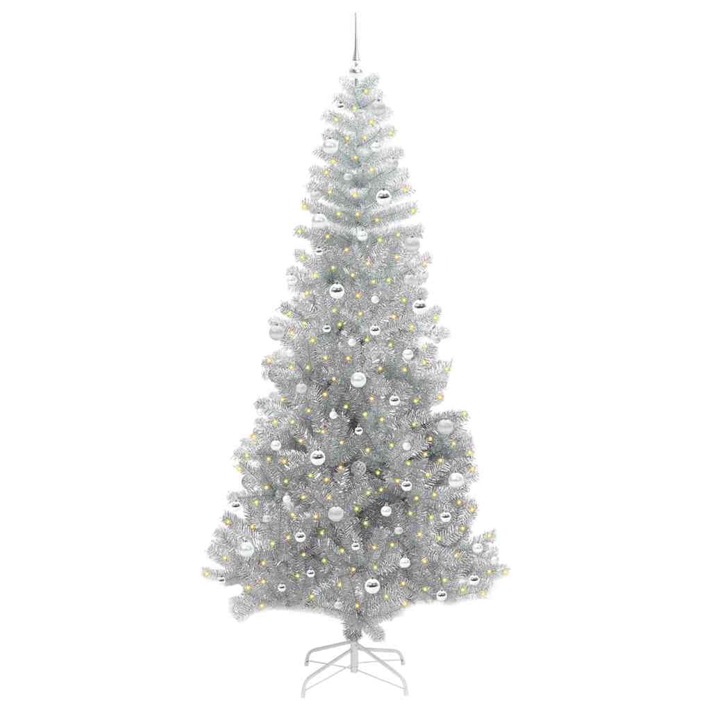 Kalėdų eglutė su LED lemputėmis Sidabrinė 240 cm PET ir plienas