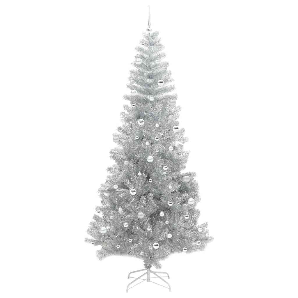 Kalėdų eglutė su LED lemputėmis Sidabrinė 240 cm PET ir plienas