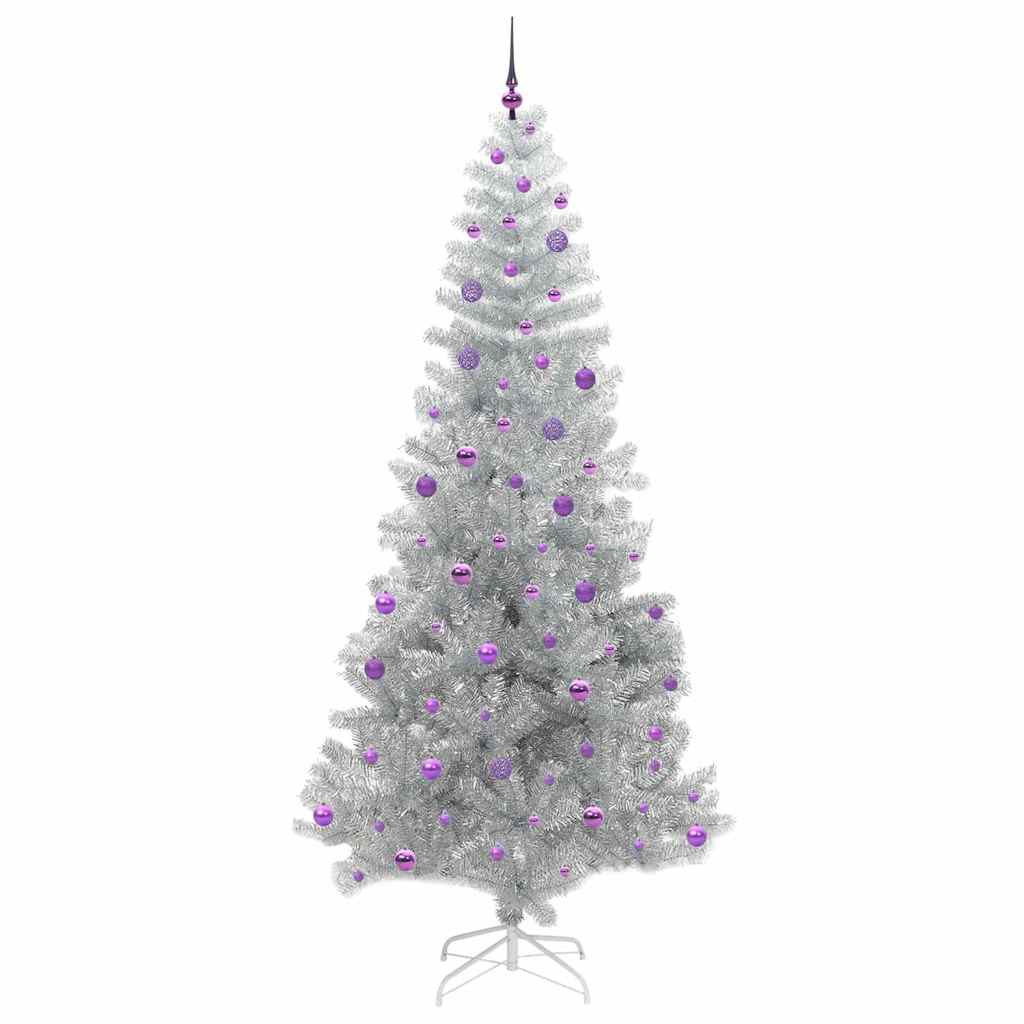 Ziemassvētku eglīte ar 300 LED lampiņām un statīvu, sudraba, 240 cm, PET