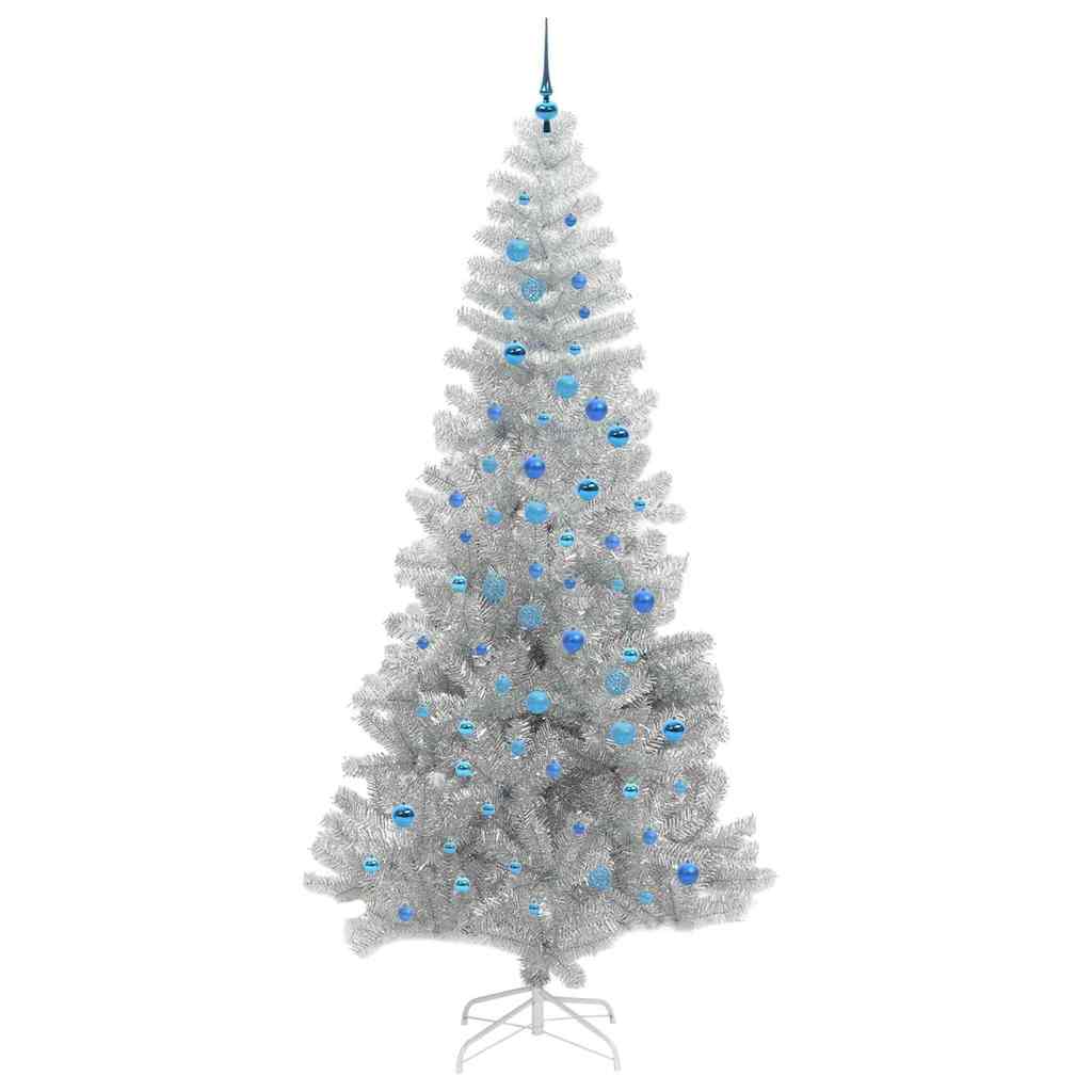 Ziemassvētku eglīte ar 300 LED lampiņām un statīvu, sudraba, 240 cm, PET