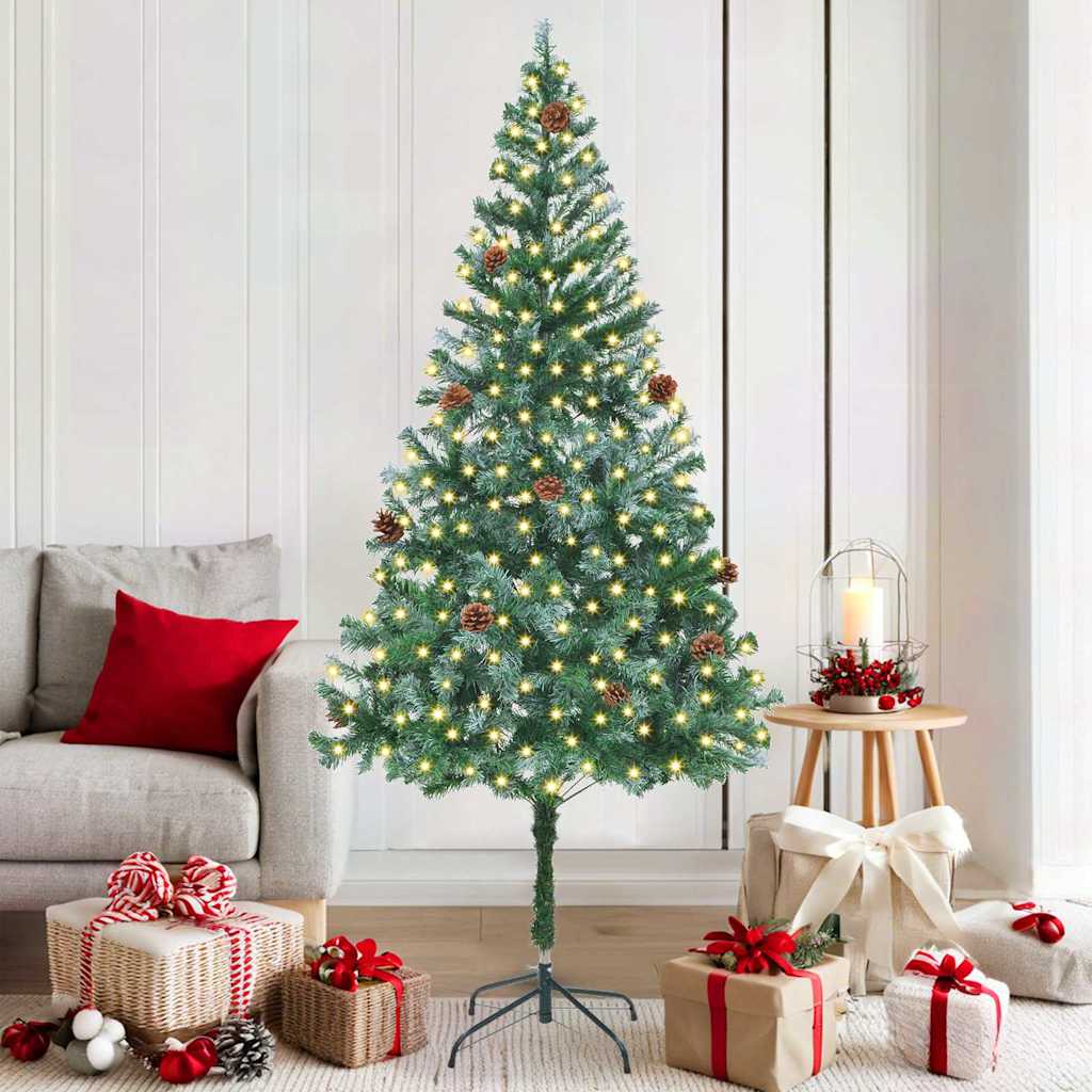 Artificial Christmas Tree with 300 LEDs Green 180 cm PVC and Steel