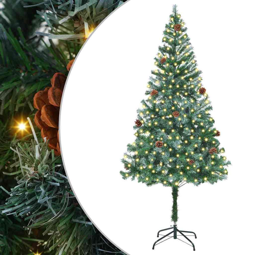 Artificial Christmas Tree with 300 LEDs Green 180 cm PVC and Steel