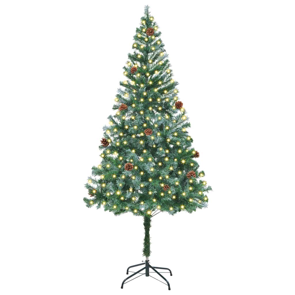 Artificial Christmas Tree with 300 LEDs Green 180 cm PVC and Steel