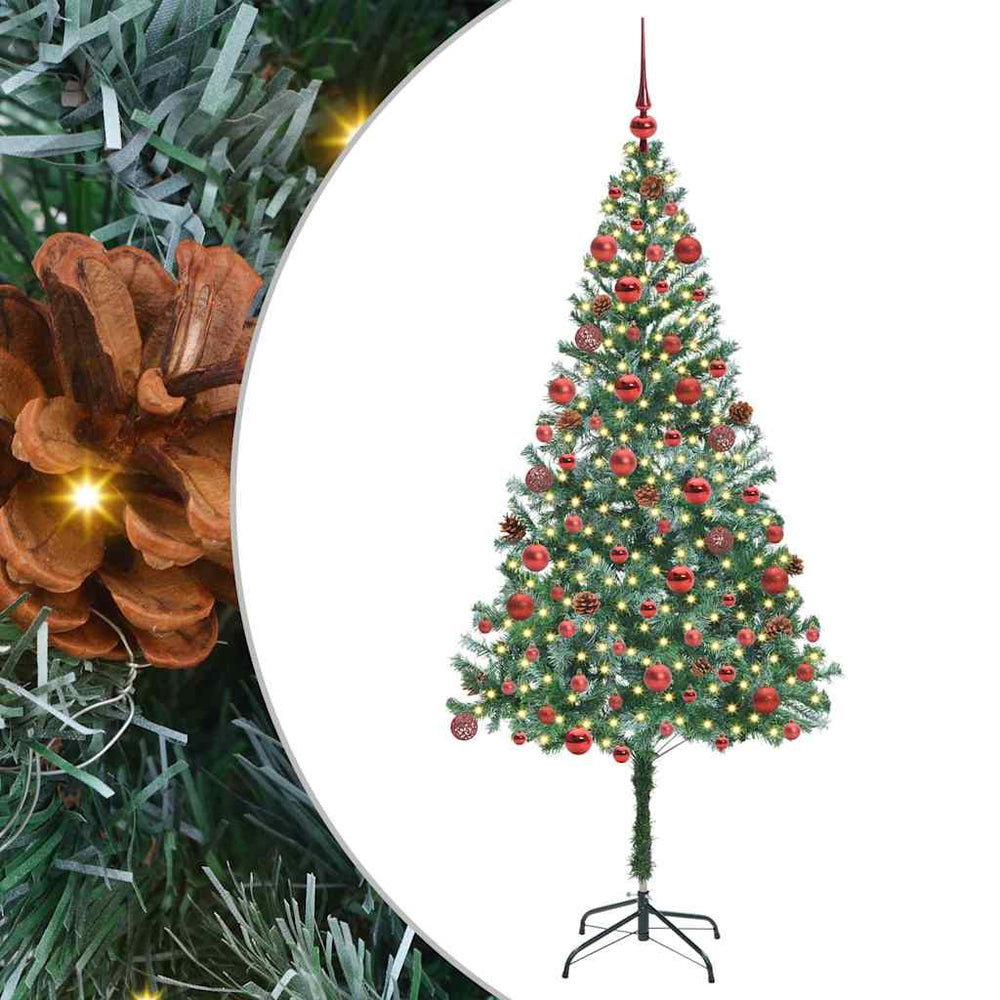 Artificial Christmas Tree with 300 LEDs Green 180 cm PVC and Steel