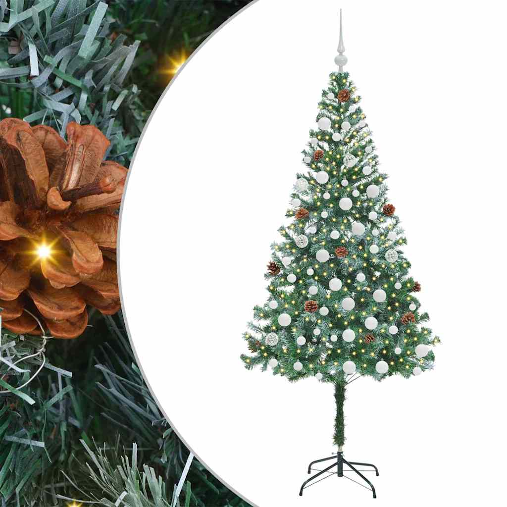Artificial Christmas Tree with 300 LEDs Green 180 cm PVC and Steel