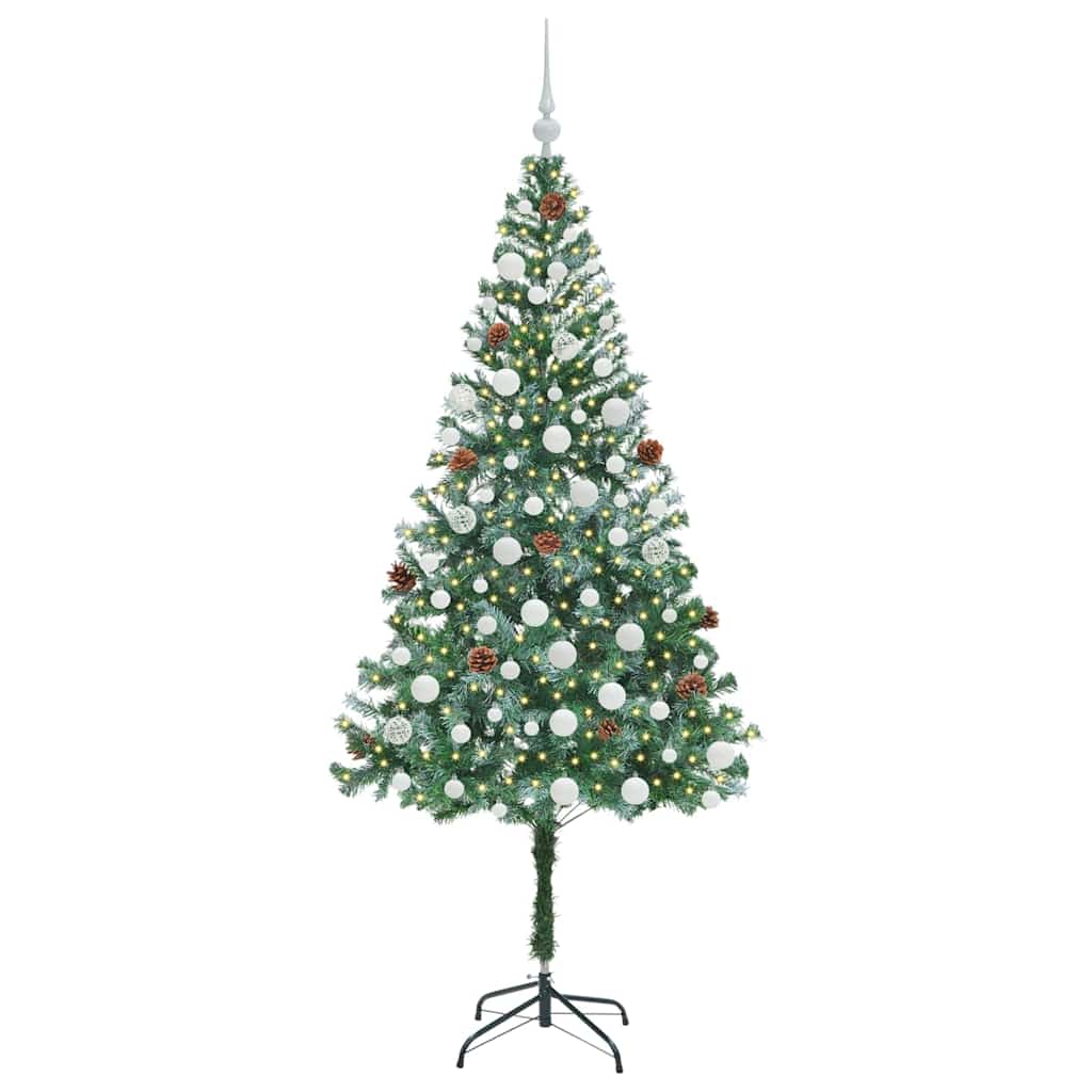 Artificial Christmas Tree with 300 LEDs Green 180 cm PVC and Steel