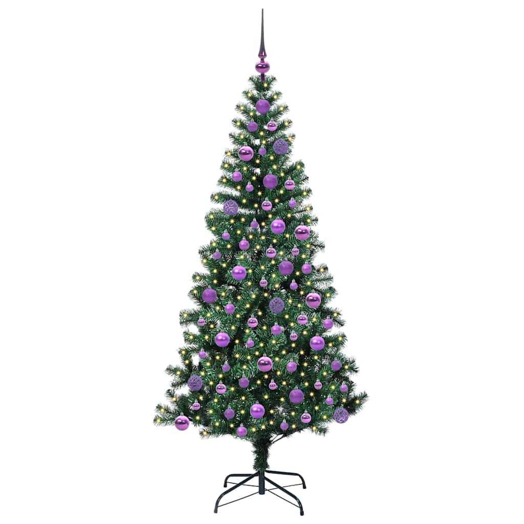 Dirbtinė prieššventinė eglutė AURORA EMBER, su šviesomis Žalia 180 cm.