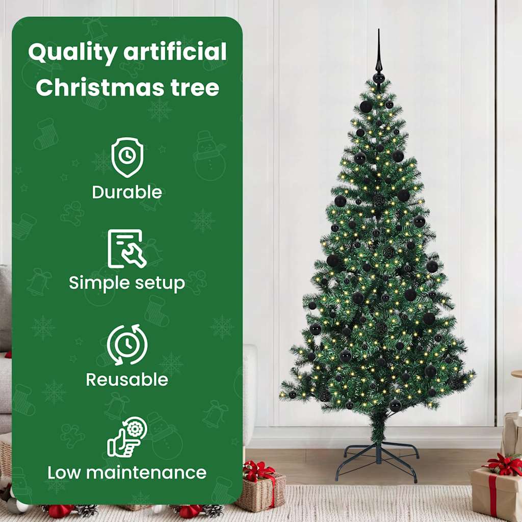 Artificial Pre-Lit Christmas Tree CROWN SHINE, Green 210 cm.
