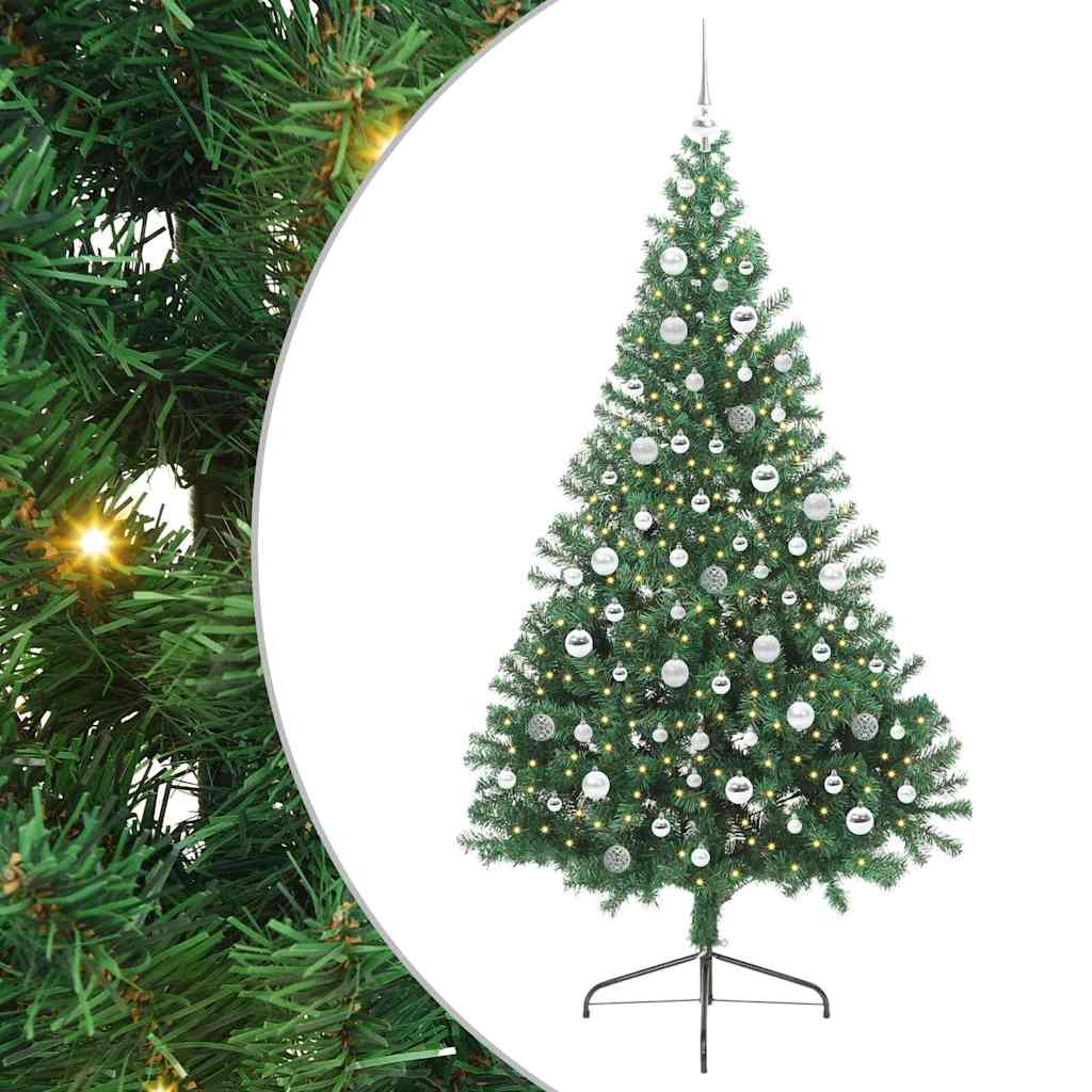 Dirbtinis prieššventinis eglutė su šviesomis Žalia 210 cm PVC